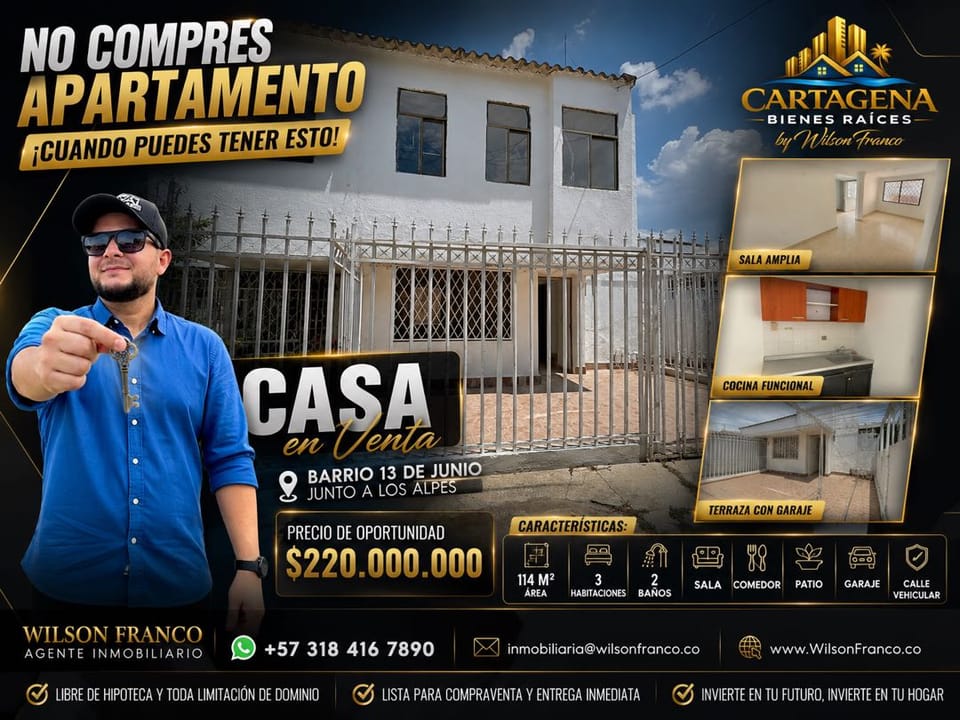Casa En Venta, Trece 13 de Junio, Junto A Los Alpes, Cartagena en Cartagena (Municipio)