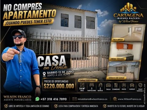 Casa En Venta, Trece 13 de Junio, Junto A Los Alpes, Cartagena