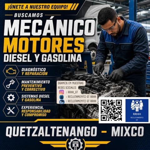 MECANICO DE MOTORES DIESEL Y GASOLINA PARA XELA en Villa Nueva (Municipio)