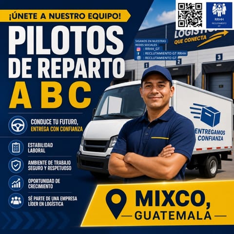 PILOTO REPARTIDOR A B C AUXILIAR DE REPARTO BODEGUEROS en Villa Nueva (Municipio)