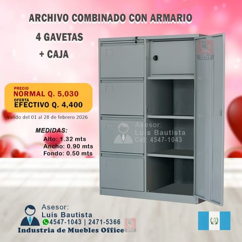 ARCHIVO COMBINADO, DE 4 GAVETAS, CAJA Y ARMARIO en Ciudad de Guatemala (Municipio)