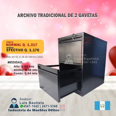 ARCHIVO TRADICIONAL DE 2 GAVETAS FONDO 64 en Ciudad de Guatemala (Municipio)