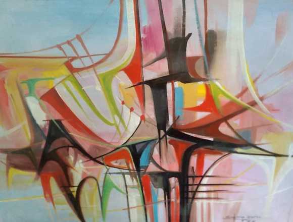 Pintura abstracta pintor nacional año 1977.