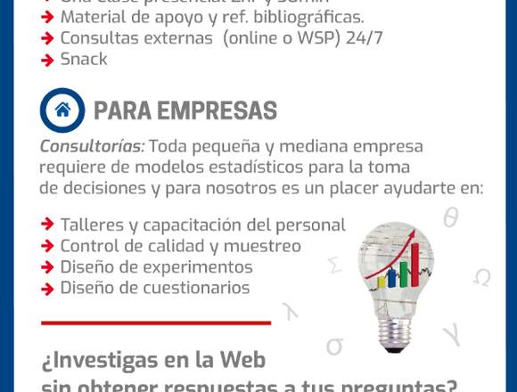 Clases de Estadística & Análisis de Datos (Tesis) en Santiago (Comuna)