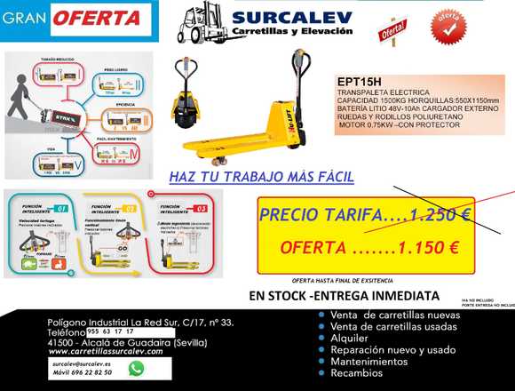 OFERTA DE TRANSPALETAS EN SURCALEV CARRETILLAS en Alcalá de Guadaíra (Municipio)