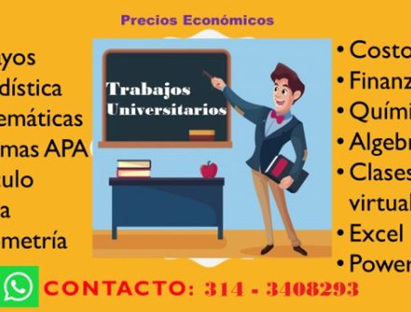 Se hacen trabajos de universidad, en matemáticas y en Medellín (Municipio)