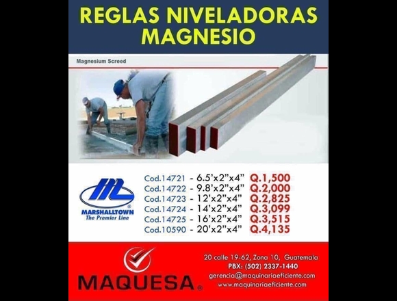 REGLA NIVELADORA DE MAGNESIO en Ciudad de Guatemala (Municipio)