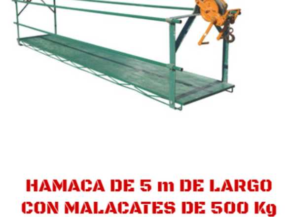 HAMACA DE TRABAJO CON MALACATES Y CACLE DE 50MTS