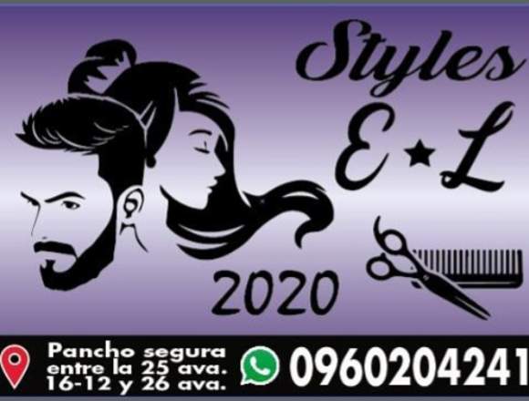 Chica estilista y joven barbero en Empalme (Cantón)