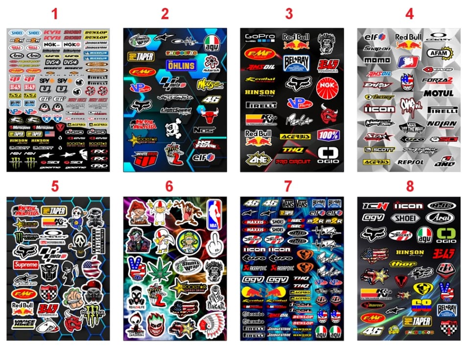 Pack de calcomanías para motos, carros y bicicletas