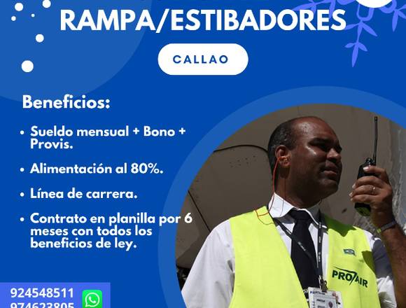 SE REQUIERE ESTIBADOR O AUXILIAR DE RAMPA-CALLAO en Callao (Callao 1) (Distrito)