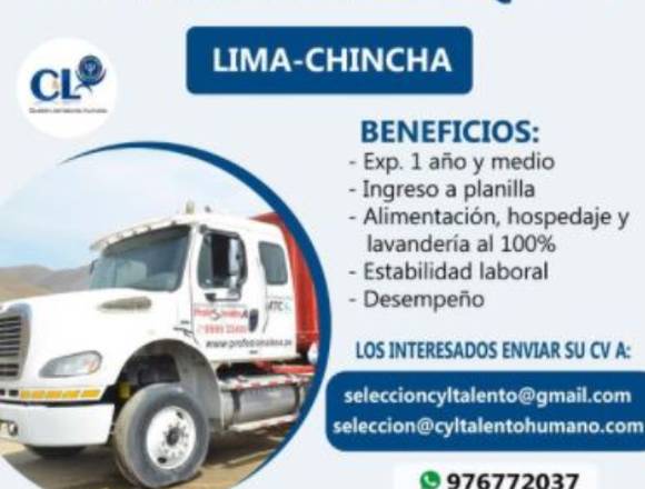 Operador de volquete socavón, Ica en Ica (Distrito)