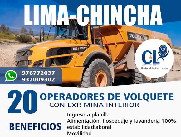 URGENTE!!! CONDUCTOR DE VOLQUETE CON EXP EN -ICA en Ica (Distrito)