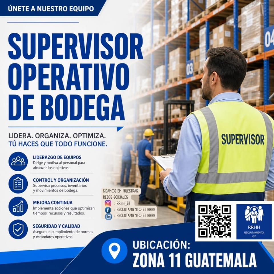 ENCARGADO DE BODEGA SUPERVISOR DE BODEGA LIDER en Quetzaltenango (Municipio)