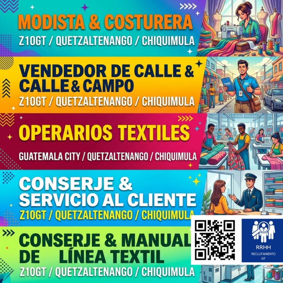 OPERARIO DE PRODUCCION TEXTIL QUETZALTENANGO CHIQUIMULA GUATEZ10 en Quetzaltenango (Municipio)