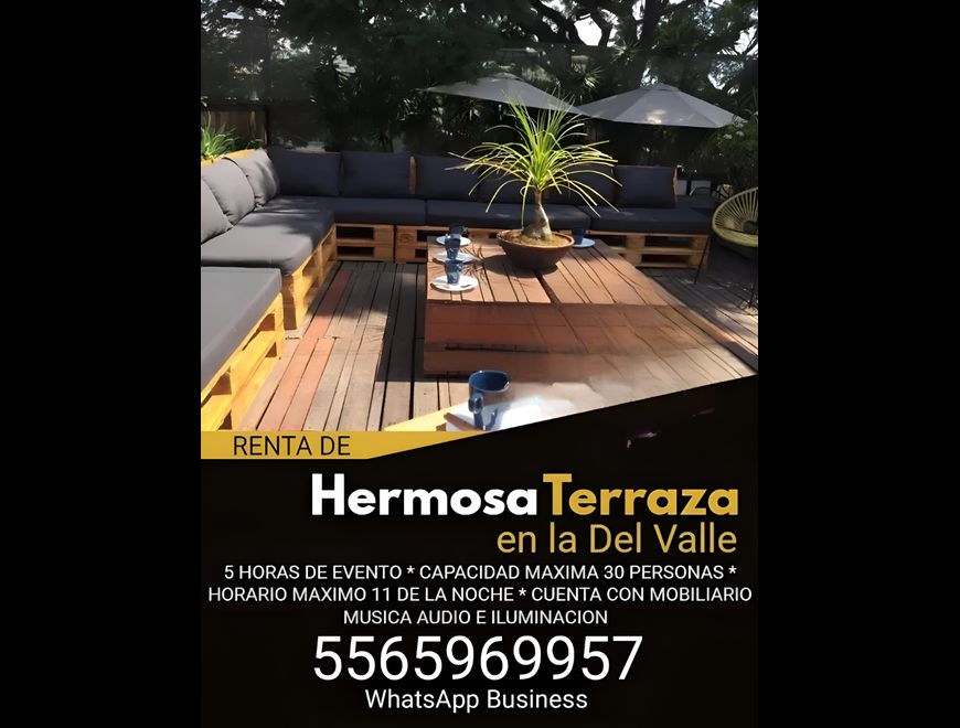 Hermosa terraza petite en la Del Valle