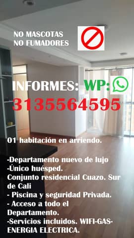 HABITACIÓN EN ARRIENDO - SECTOR EXCLUSIVO-CALI. en Santiago de Cali (Municipio)