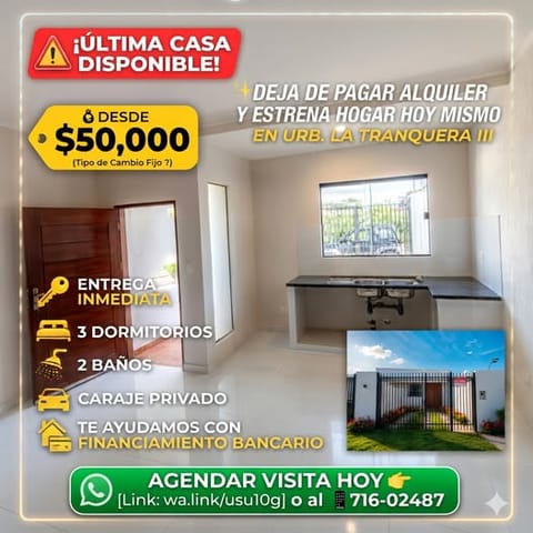 ¡CASA A ESTRENAR EN VENTA! ZONA ESTE - LA TRANQUERA III