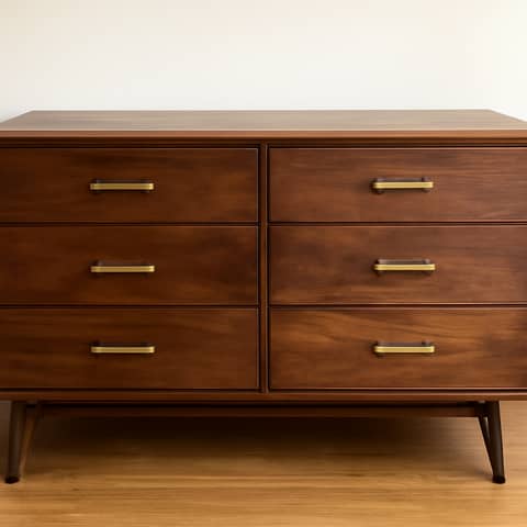 Mid-century style walnut dresser, 6 drawers, restored finish in Vancouver (Locality)
