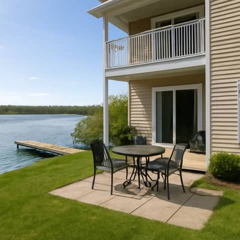 Appartement 2 chambres en bord de l'eau avec quai privé et parking à Saint-Georges (Commune)