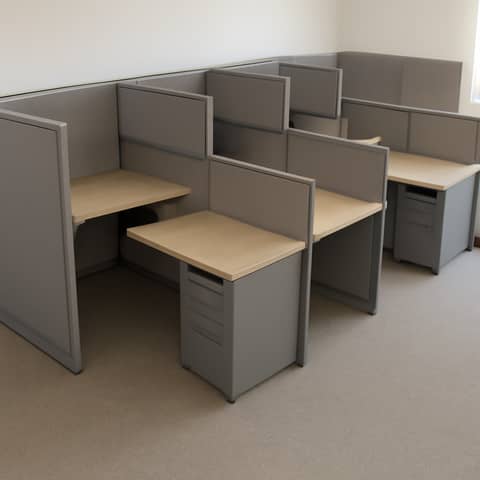 Cloisons de bureau modulaires 6 postes avec bureaux et rangements à Donjeux (Commune)