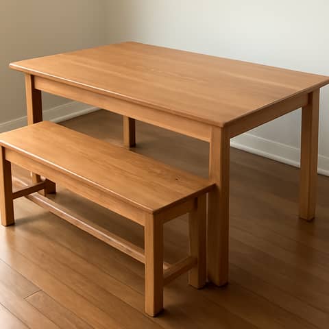 Table à manger en chêne massif avec banc — 6 places, excellent état à Avricourt (Commune)