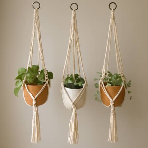 Suspensions macramé pour plantes, lot de 3, corde en coton naturel à Fonteny (Commune)
