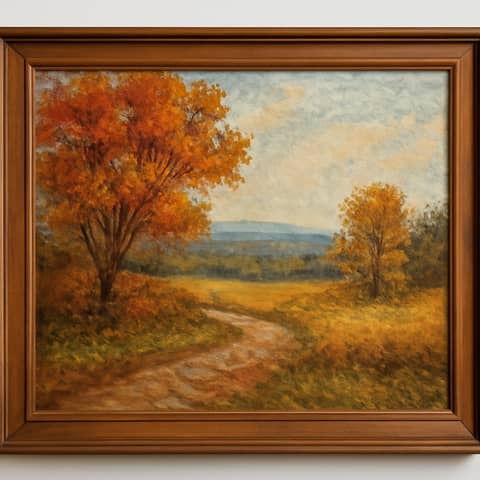 Peinture originale à l'huile (paysage), env. 41 x 51 cm (16 x 20 pouces), encadrée à Donjeux (Commune)