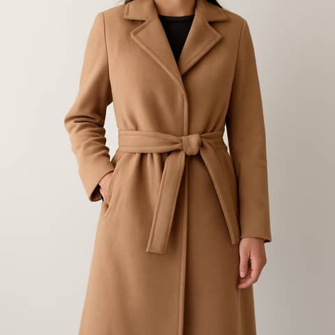 Trench camel classique en laine mélangée, taille M, longueur genou à Saint-Georges (Commune)