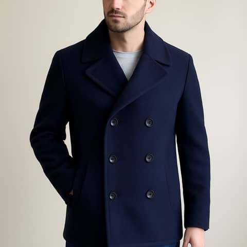 Caban en laine pour homme - bleu marine classique, taille M, excellent état à Lucy (Commune)