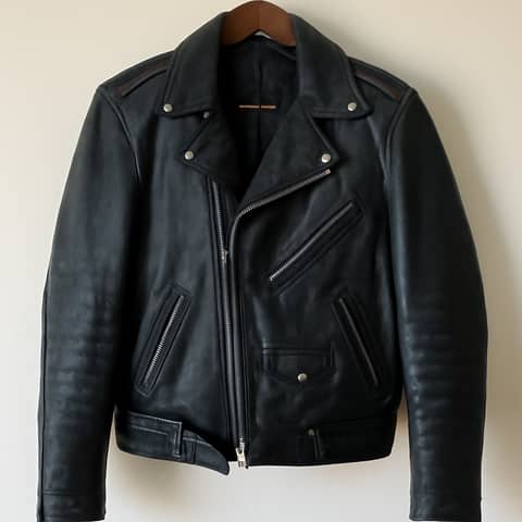 Veste motard en cuir véritable, mixte, taille M, peu portée à Saint-Georges (Commune)