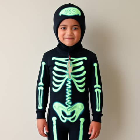 Combinaison enfant squelette phosphorescente à capuche, taille 5-6 à Aspach (Commune)