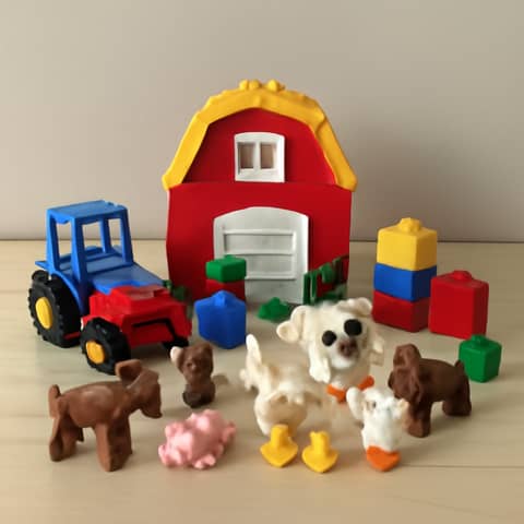 Jeu LEGO Duplo ferme, peu utilisé, avec animaux et blocs à Moussey (Commune)