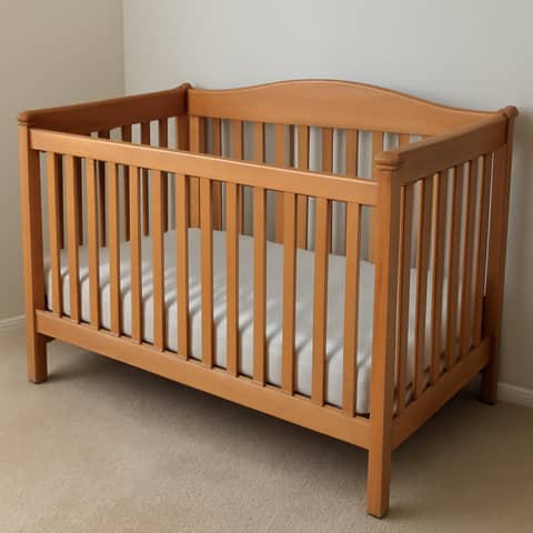 Lit bébé convertible en pin massif - Peu utilisé, matelas inclus à Lucy (Commune)