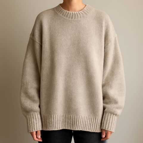 Sweater rajut vintage oversized uniseks, campuran wol hangat L/XL