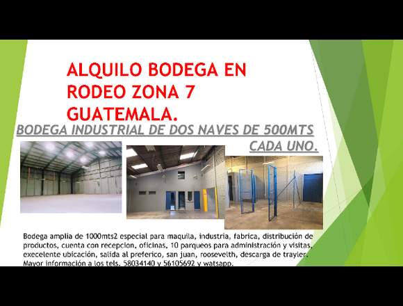 Bodega en alquiler en Colonia El Rodeo, Zona 7 en Ciudad de Guatemala (Municipio)