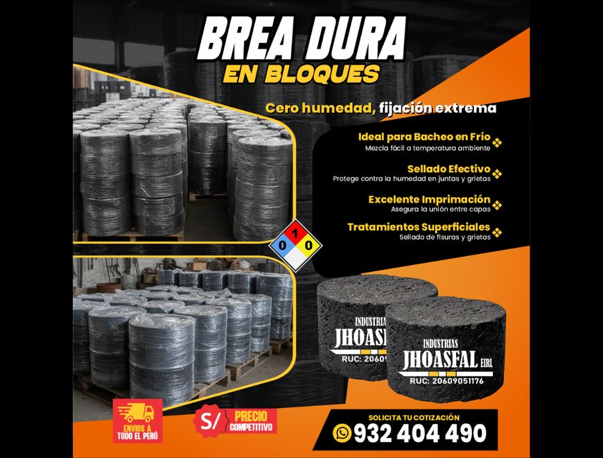 Brea Dura en Bloques para Sellado y Bacheo en Frío en Lima (Lima 1) (Distrito)