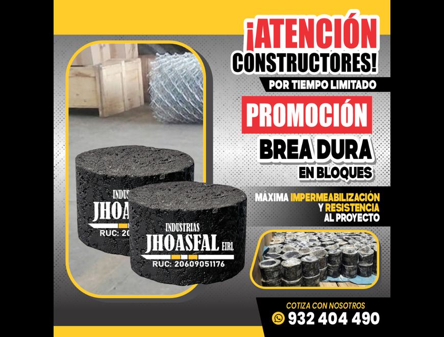 Brea dura en Bloques para Impermeabilización en Chiclayo (Distrito)