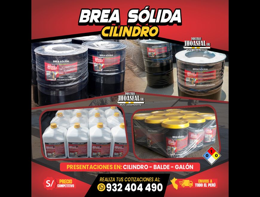 Brea Sólida en Cilindro para Impermeabilización en Huancayo (Distrito)