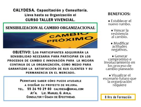 TALLER: SENSIBILIZACION AL CAMBIO ORGANIZACIONAL