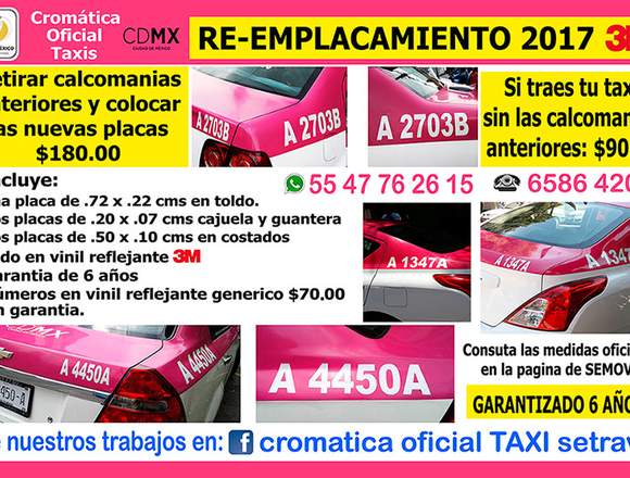 RE-EMPLACAMIENTO taxi 2018 oficial semovi en Venustiano Carranza (Municipio)