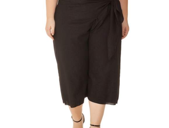 Calça Plus Size Pantacourt Preto Miss Masy Plus