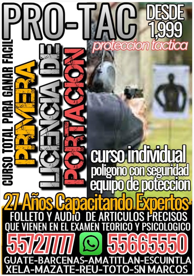 licencia de portacion (curso para la evaluacion) en Quetzaltenango (Municipio)