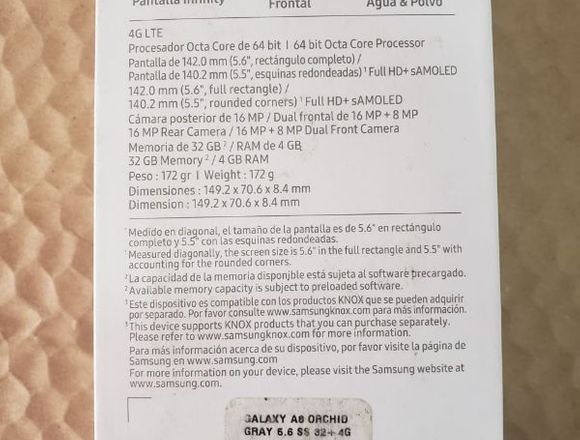 celular samsung A8 en caja nuevo en Lima (Lima 1) (Distrito)