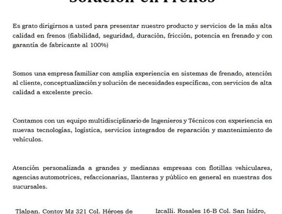 Solución en Frenos Venta e Instalación de Frenos