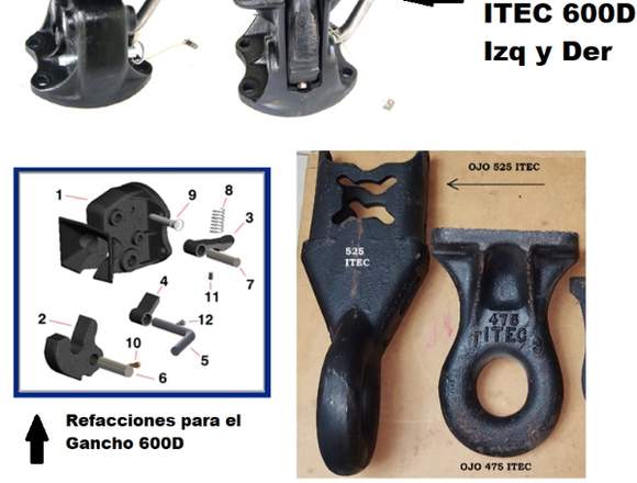 Gancho Itec 600D y argolla 525 y 475 ITEC