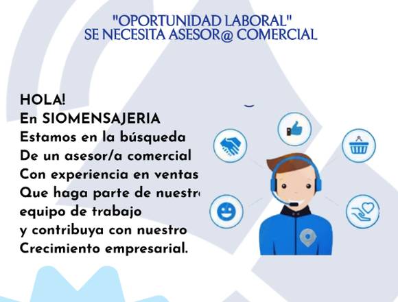 Se necesita asesor comercial en Santiago de Cali (Municipio)