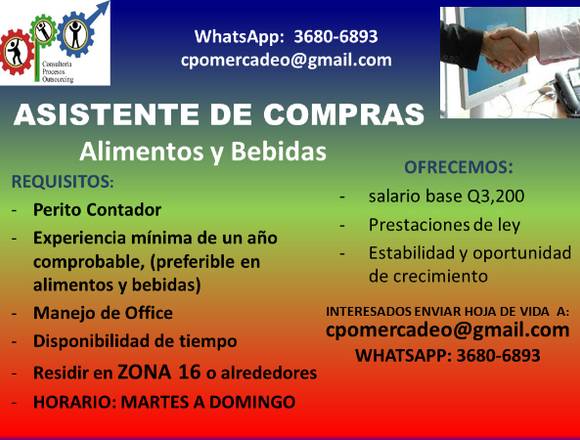 Asistente de Compras en Ciudad de Guatemala (Municipio)