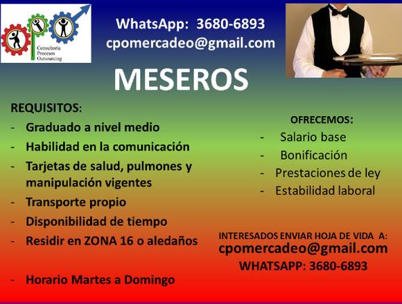 Meseros en Ciudad de Guatemala (Municipio)