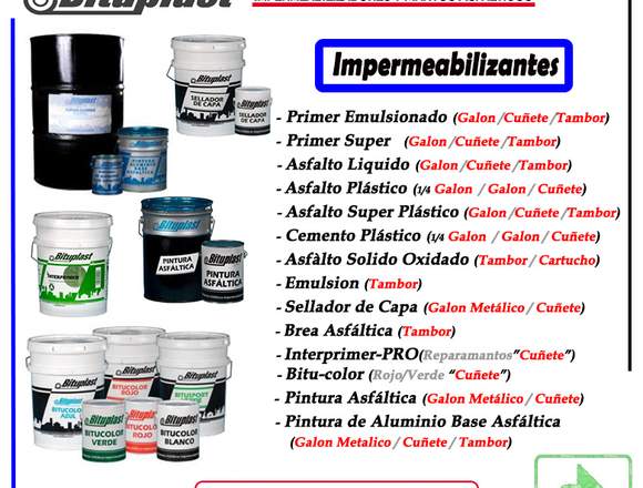 Productos Bituplast Impermeabilizantes / Mantos en Valencia (Municipio)